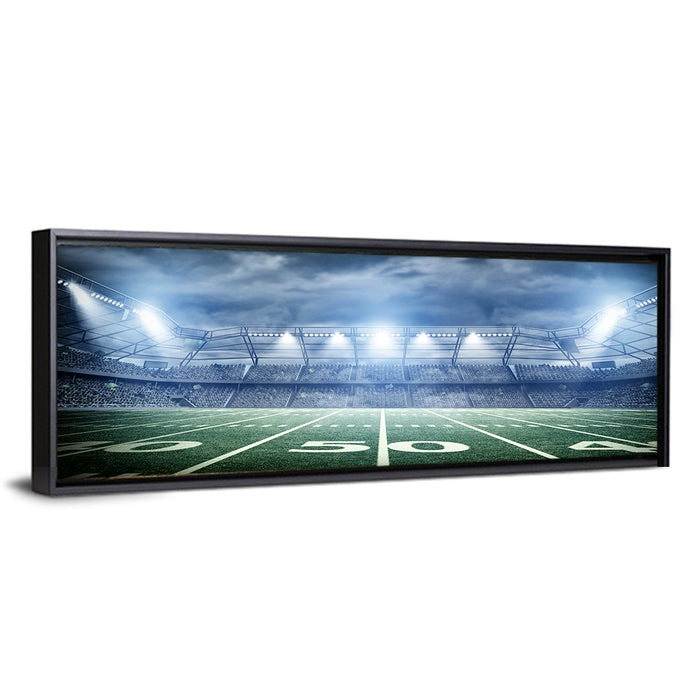 Floodlit Soccer Stadium at Night Wall Art as a framed canvas