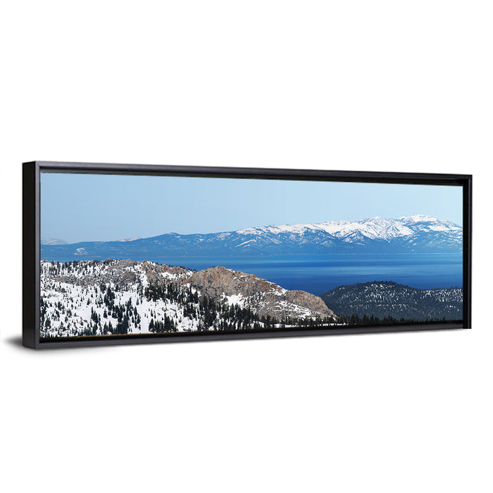 Lake Tahoe Winter Landscape Wall Art as a framed canvas