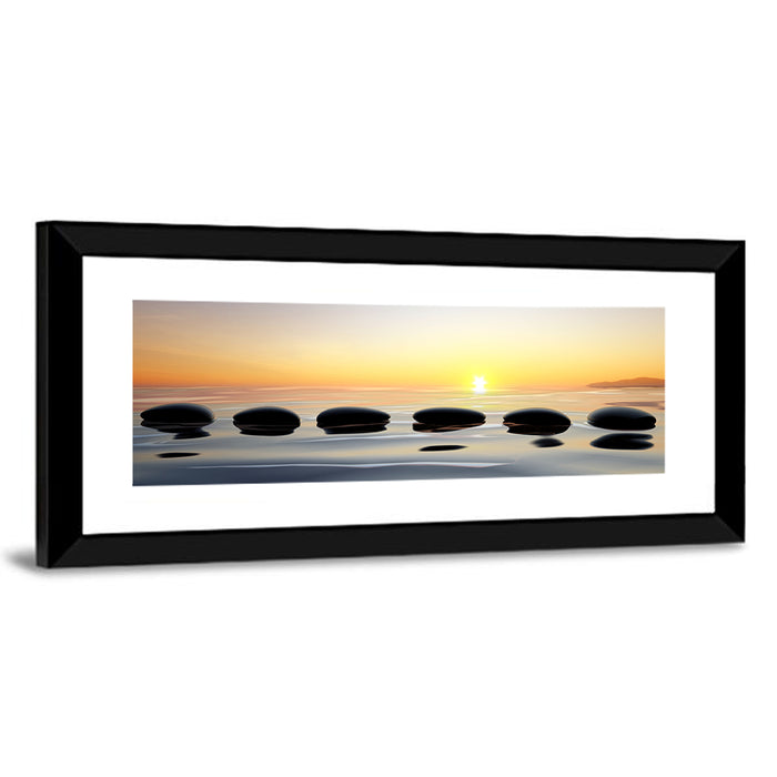 Zen Stones at Sunset Wall Art as a framed print