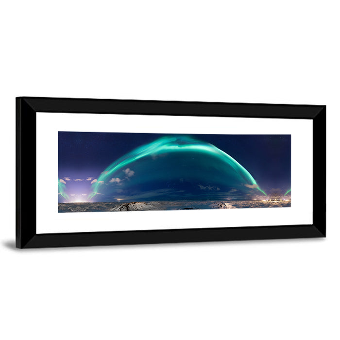 Northern Lights Over Reykjavik Wall Art as a framed print