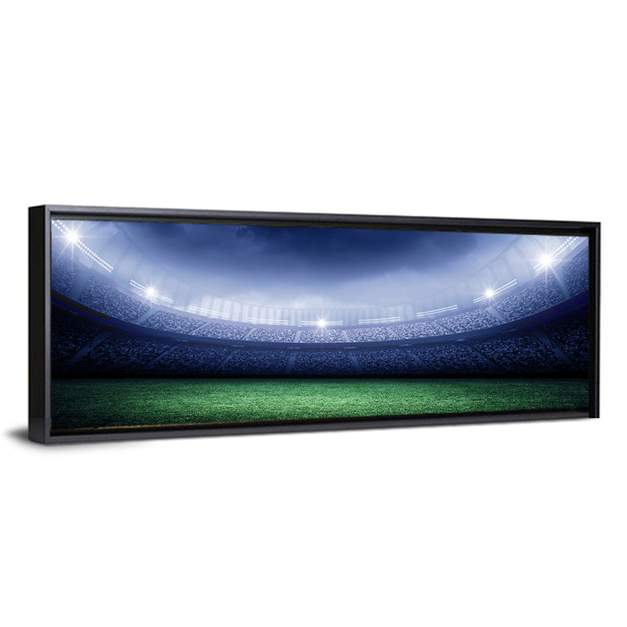 Illuminated Soccer Stadium Wall Art as a framed canvas