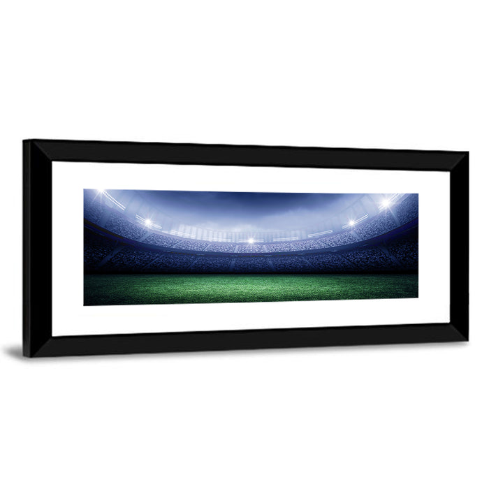 Illuminated Soccer Stadium Wall Art as a framed print