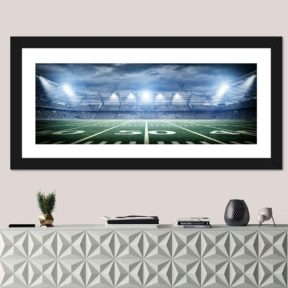 Floodlit Soccer Stadium at Night Wall Art