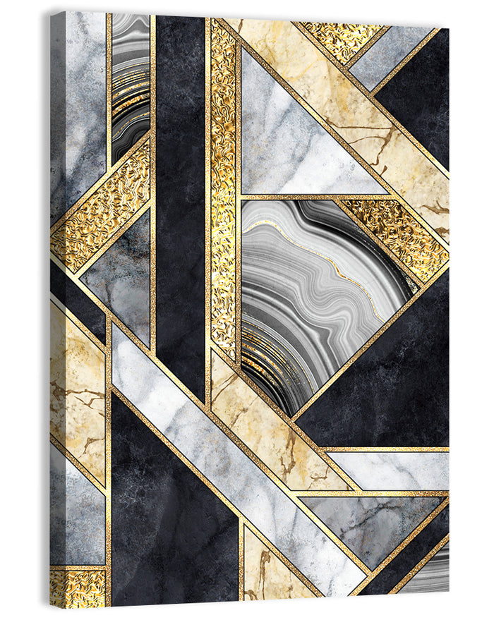 Gold Veined Marble Mosaic Wall Art as a canvas print
