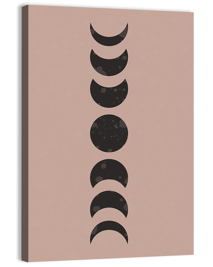 Dusty Pink Moon Phases Wall Art as a canvas print