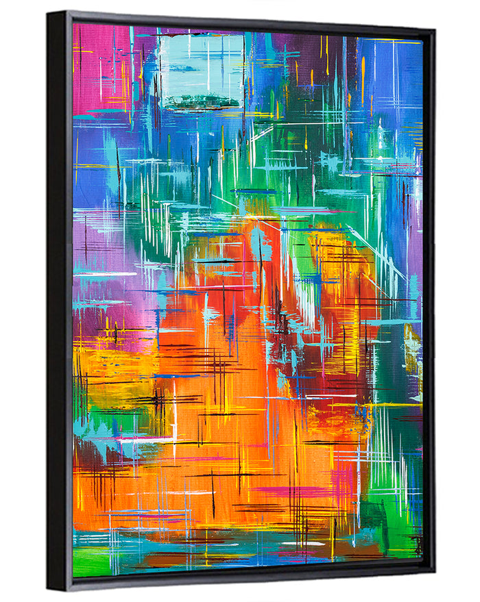 Vibrant Colorblock Grid Wall Art as a framed canvas