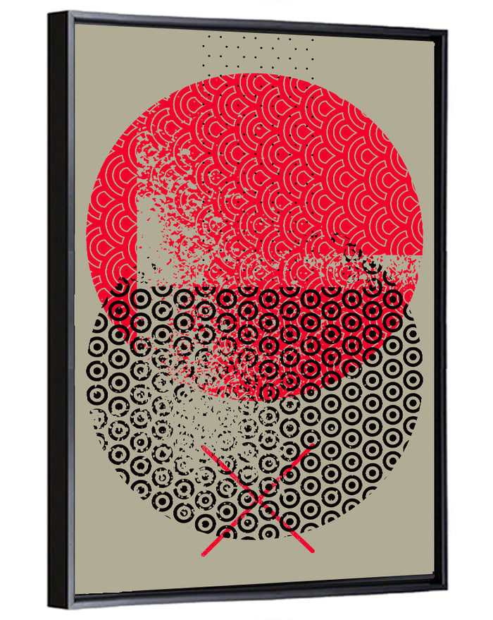 Stacked Circles Abstract Wall Art as a framed canvas