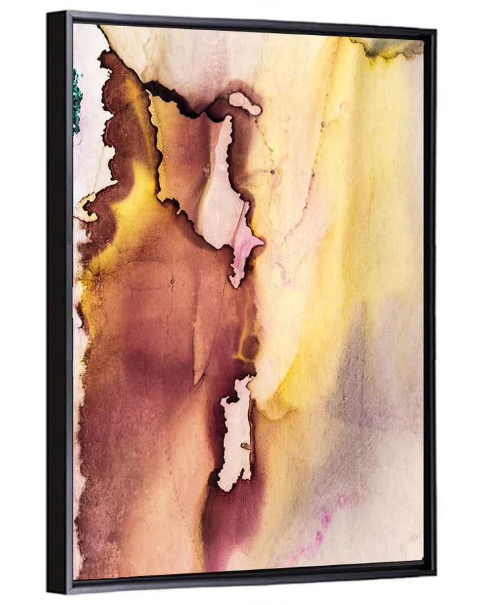 Burgundy Alcohol Ink Composition Wall Art as a framed canvas