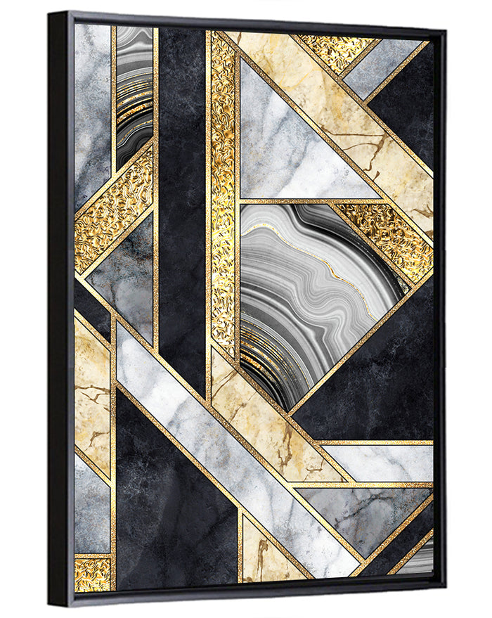 Gold Veined Marble Mosaic Wall Art as a framed canvas