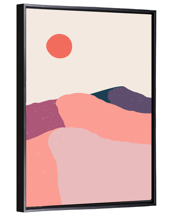 Desert Sunrise Abstract Landscape Wall Art as a framed canvas