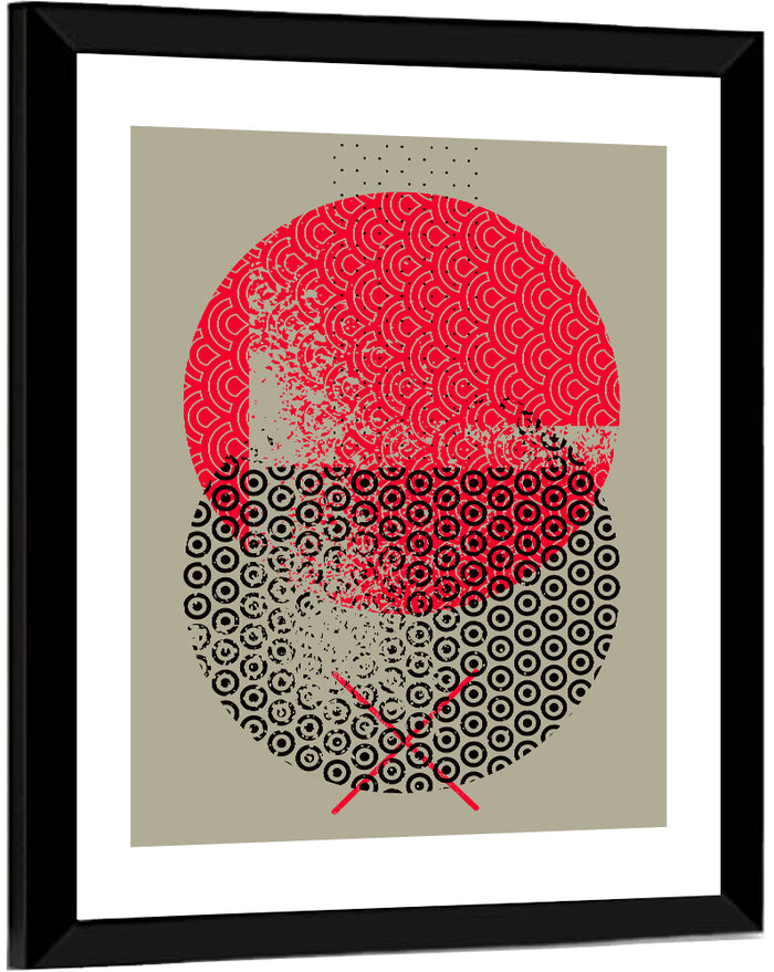 Stacked Circles Abstract Wall Art as a framed print