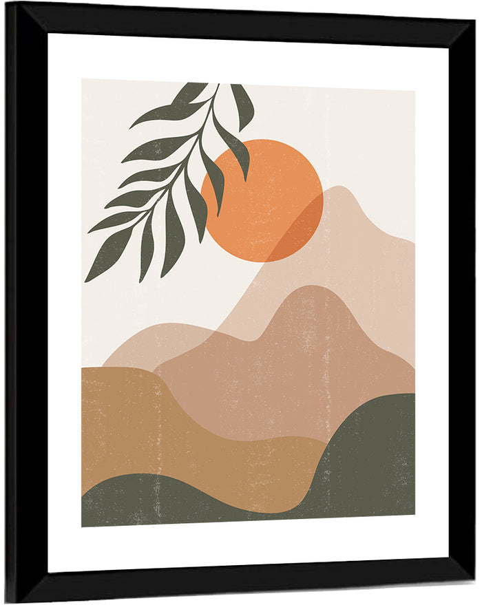 Boho Mountain Sunset Wall Art as a framed print