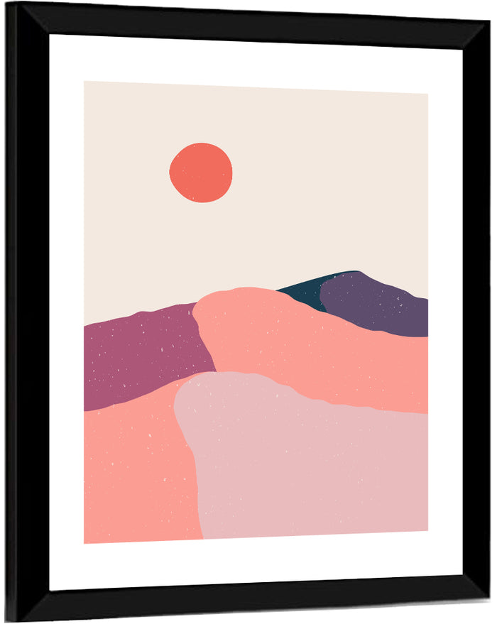 Desert Sunrise Abstract Landscape Wall Art as a framed print