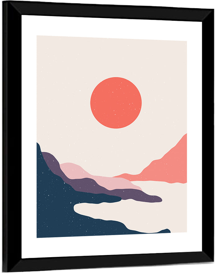 Boho Mountain Dawn Wall Art as a framed print