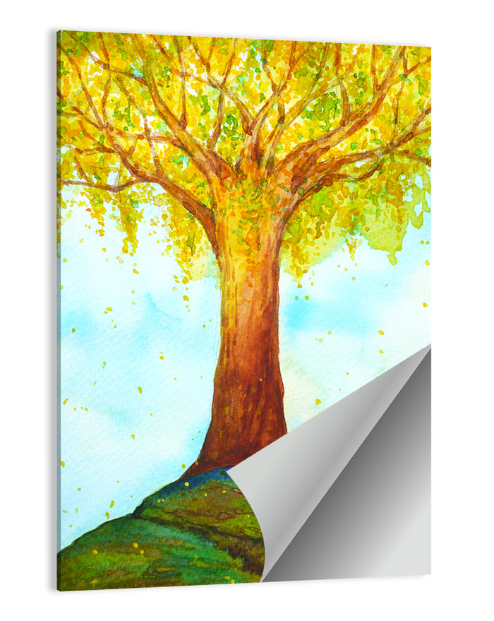 Golden Tree Illustration Wall Art as a poster print