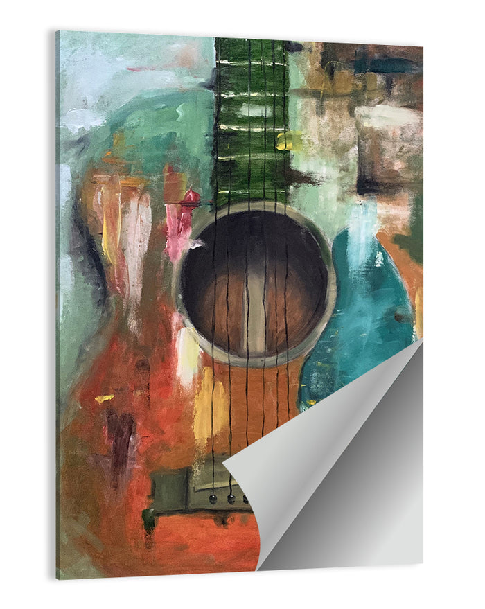 Moody Acoustic Guitar Oil Painting Wall Art as a poster print