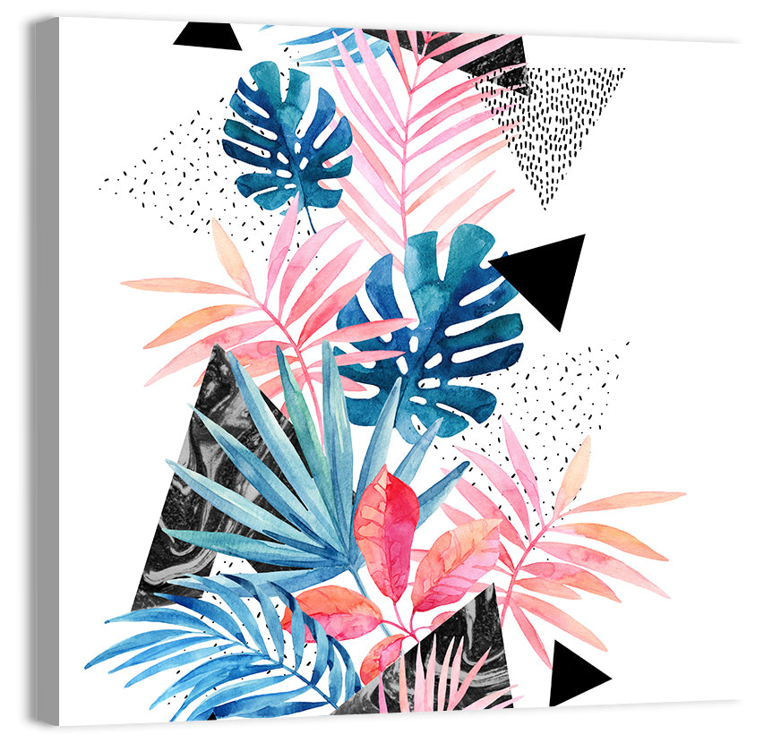 Watercolor Tropical Leaves Wall Art, canvas print, square