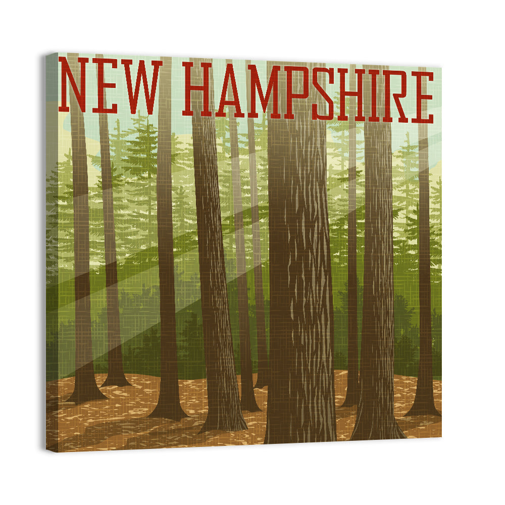 New Hampshire Forest Graphic Wall Art, canvas print, square