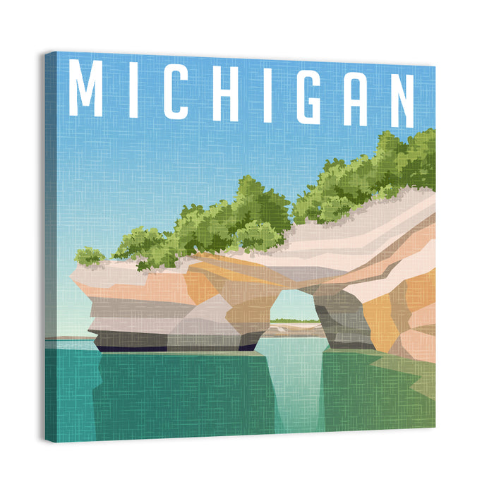 Chapel Rock Michigan Wall Art as a canvas print