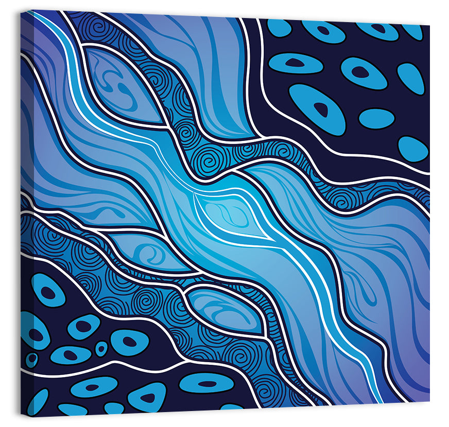 River Flow Vector Painting Wall Art, canvas print, square