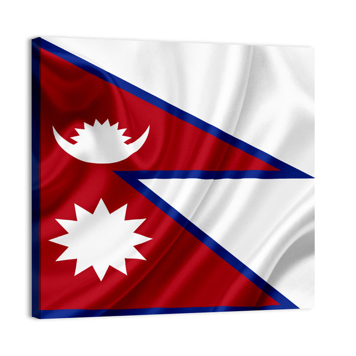 Nepal Flag with Moon and Sun Wall Art as a canvas print
