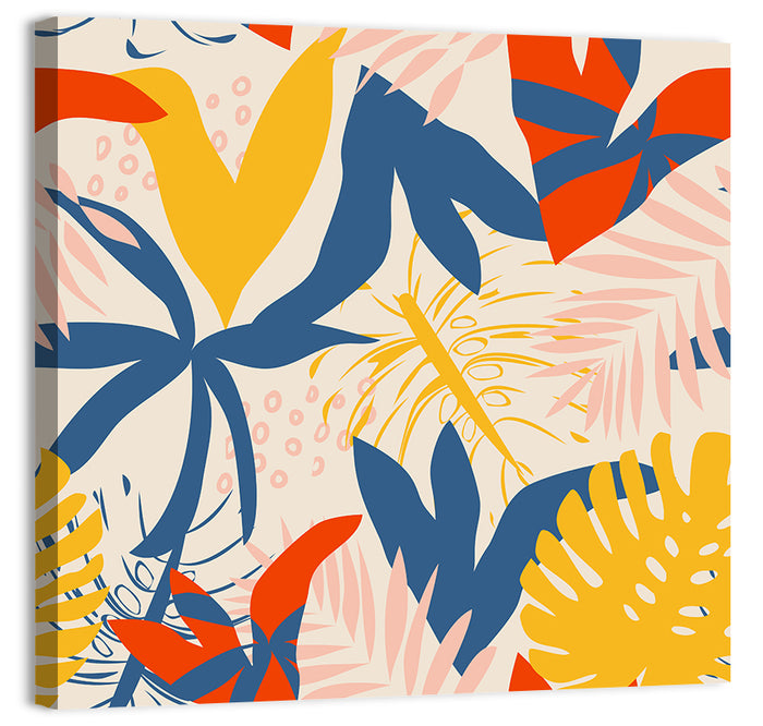 Bright Summer Tropical Pattern Wall Art as a canvas print