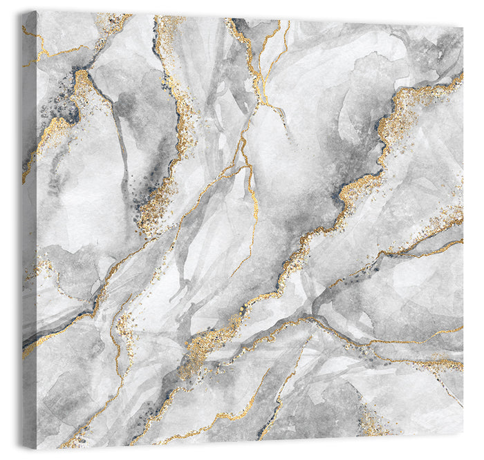 White Marble with Gold Veins Wall Art as a canvas print
