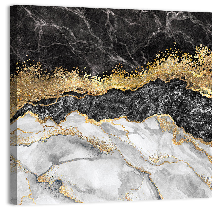 Gold Veined Marble Layers Wall Art, canvas print, square