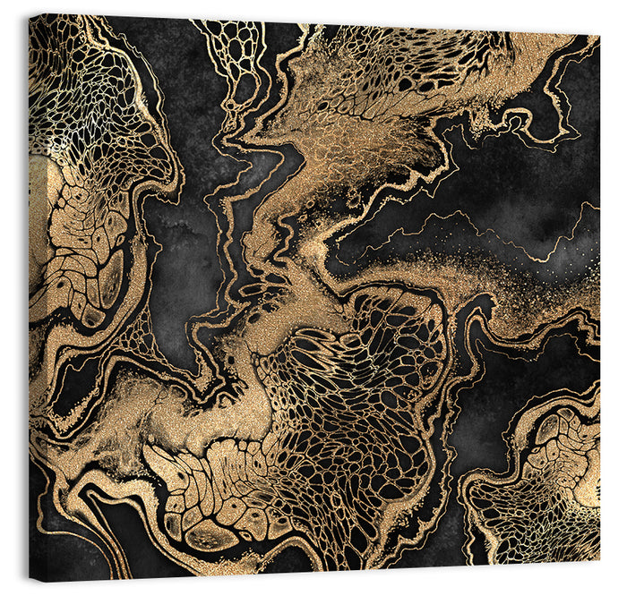 Black Marble with Gold Veins Wall Art as a canvas print