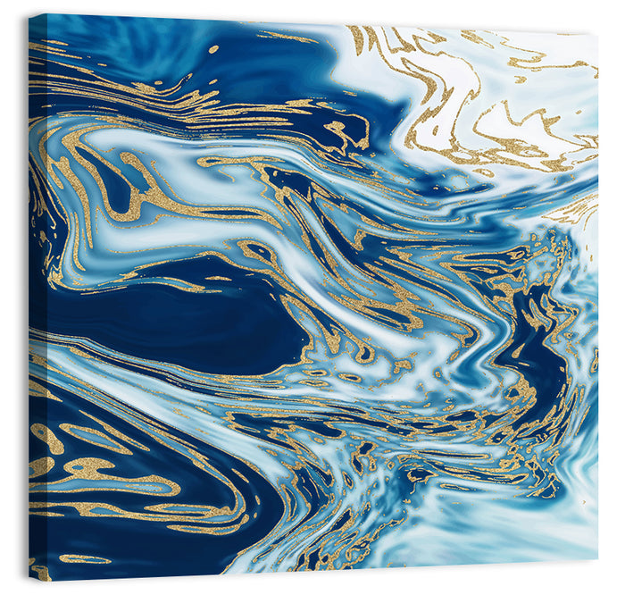 Blue Marble with Gold Veins Wall Art as a canvas print