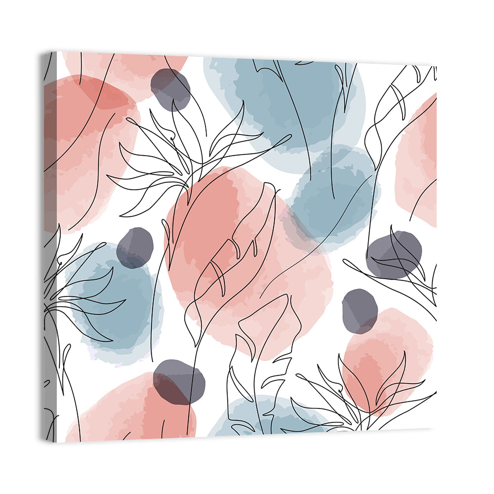 Bird of Paradise Leaf Pattern Wall Art, canvas print, square