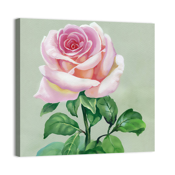 Pink Watercolor Rose Wall Art as a canvas print