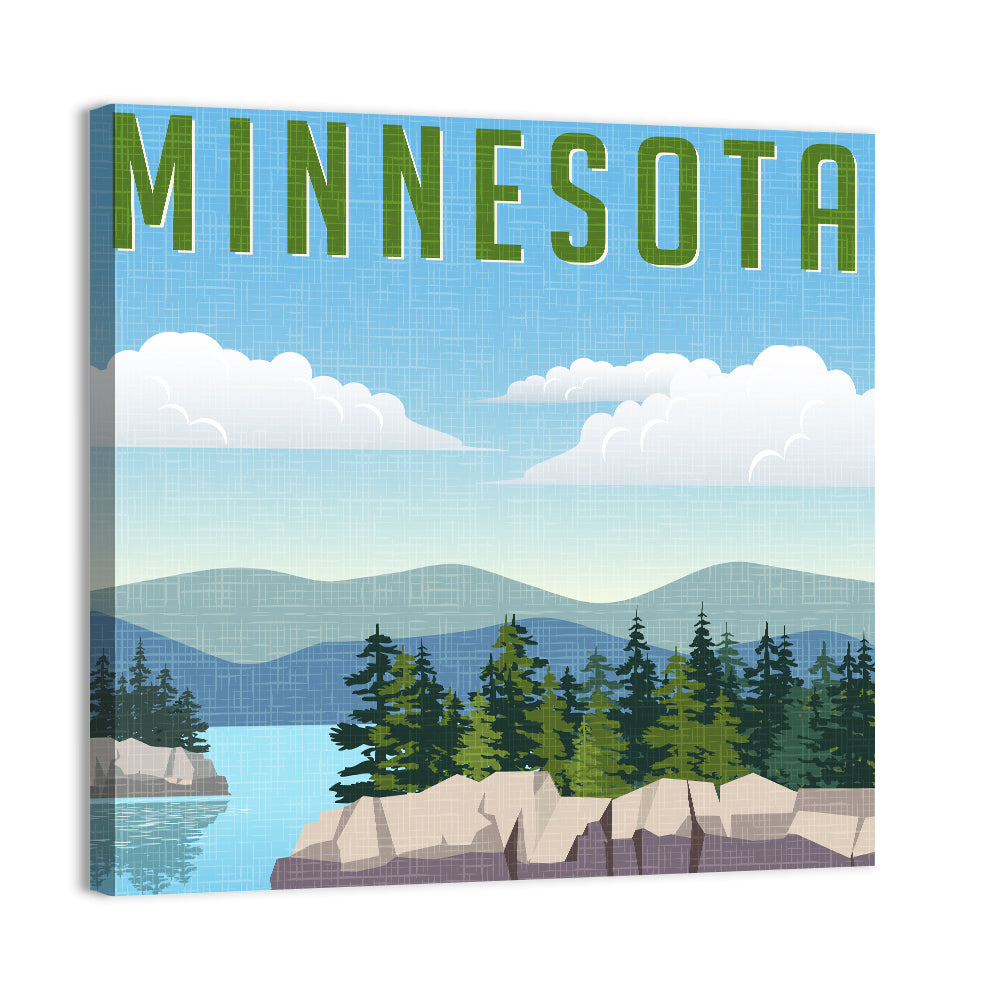 Retro Minnesota Travel Wall Art, canvas print, square