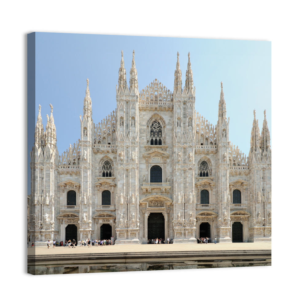 Milan Cathedral Facade Wall Art, canvas print, square