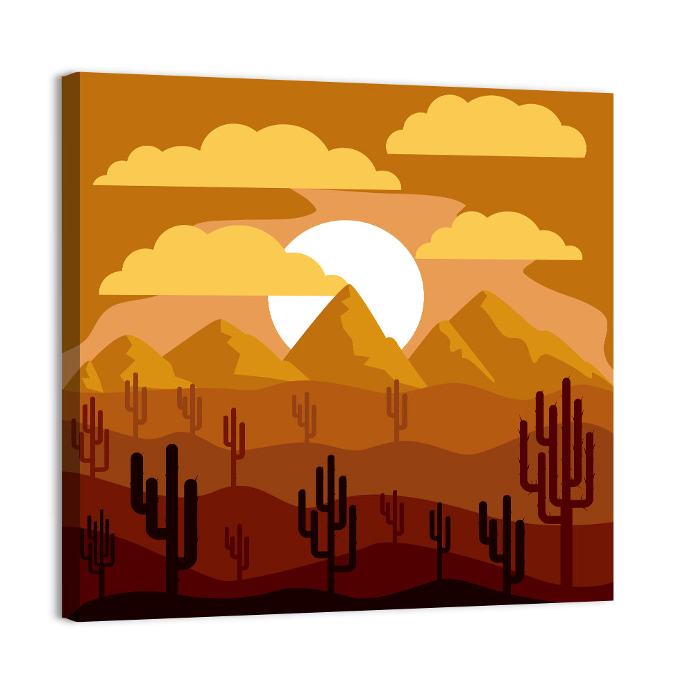 Layered Desert Sunset Wall Art, canvas print, square