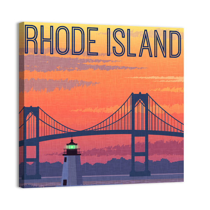 Jamestown Bridge and Lighthouse Wall Art as a canvas print