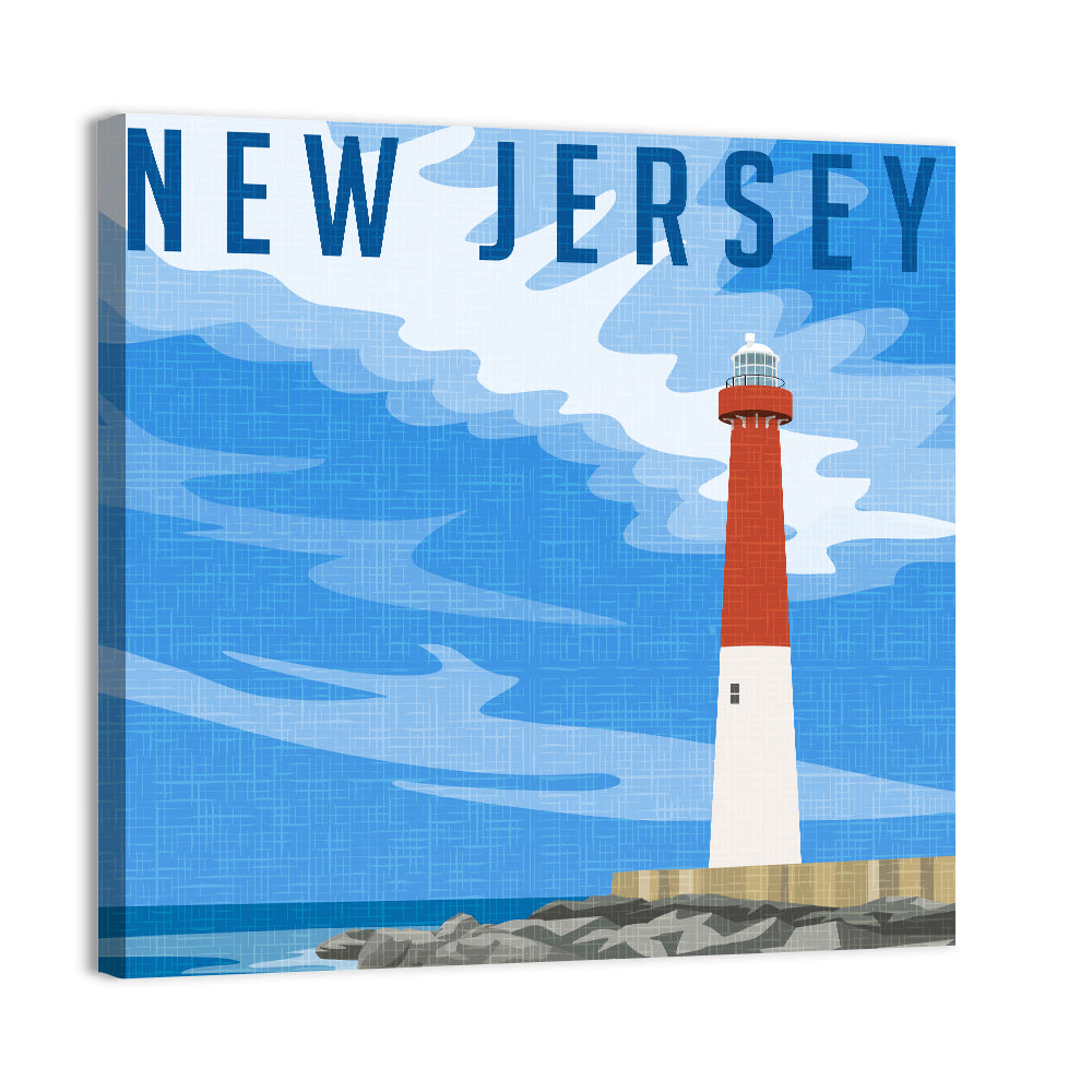 Barnegat Lighthouse, New Jersey Wall Art, canvas print, square