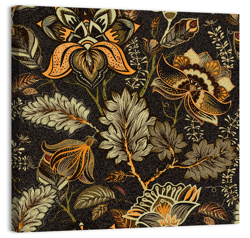 Vintage Ornamental Floral Pattern Wall Art, canvas print, square