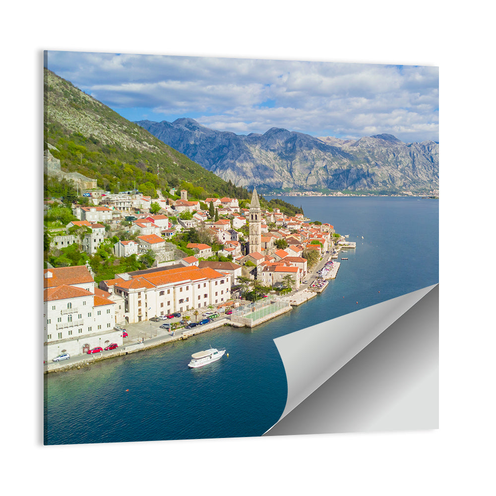 Perast Aerial Coastal View Wall Art
