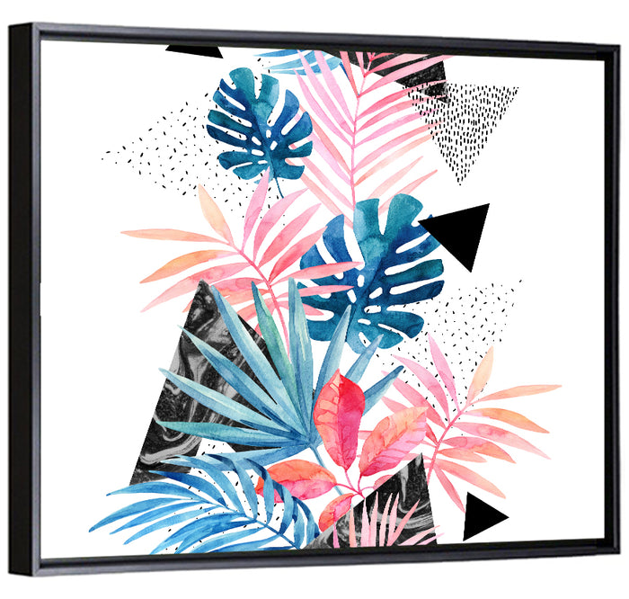 Watercolor Tropical Leaves Wall Art as a framed canvas