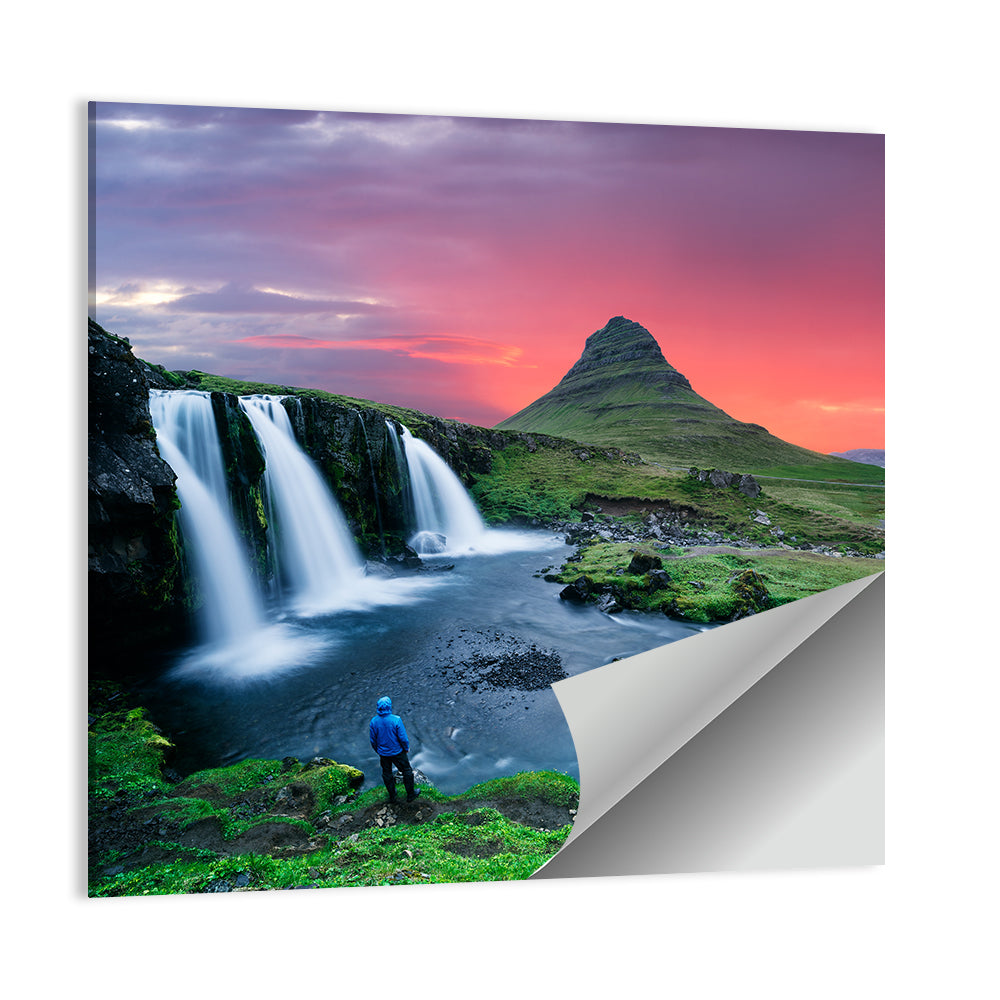 Kirkjufell Sunset with Kirkjufellsfoss Wall Art