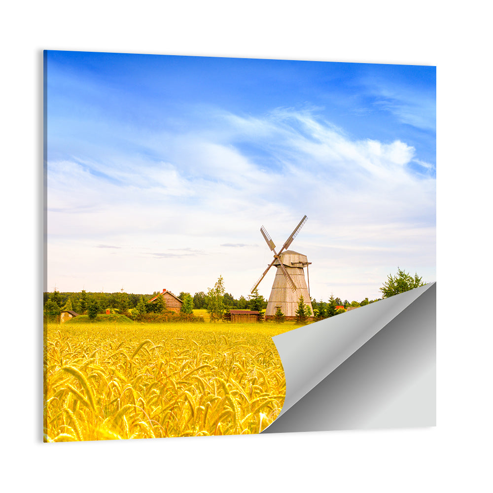 Dudutki Windmill in Golden Fields Wall Art