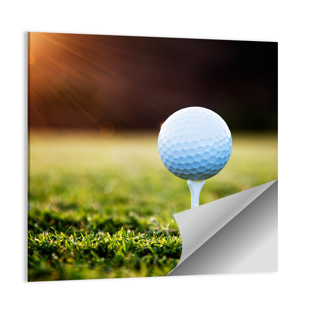 Golf Ball on Tee at Sunset Wall Art
