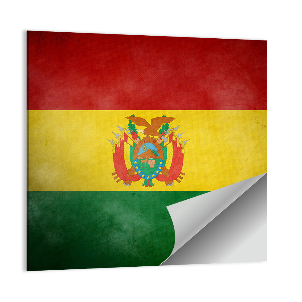 Vintage Bolivian Flag with Coat of Arms Wall Art