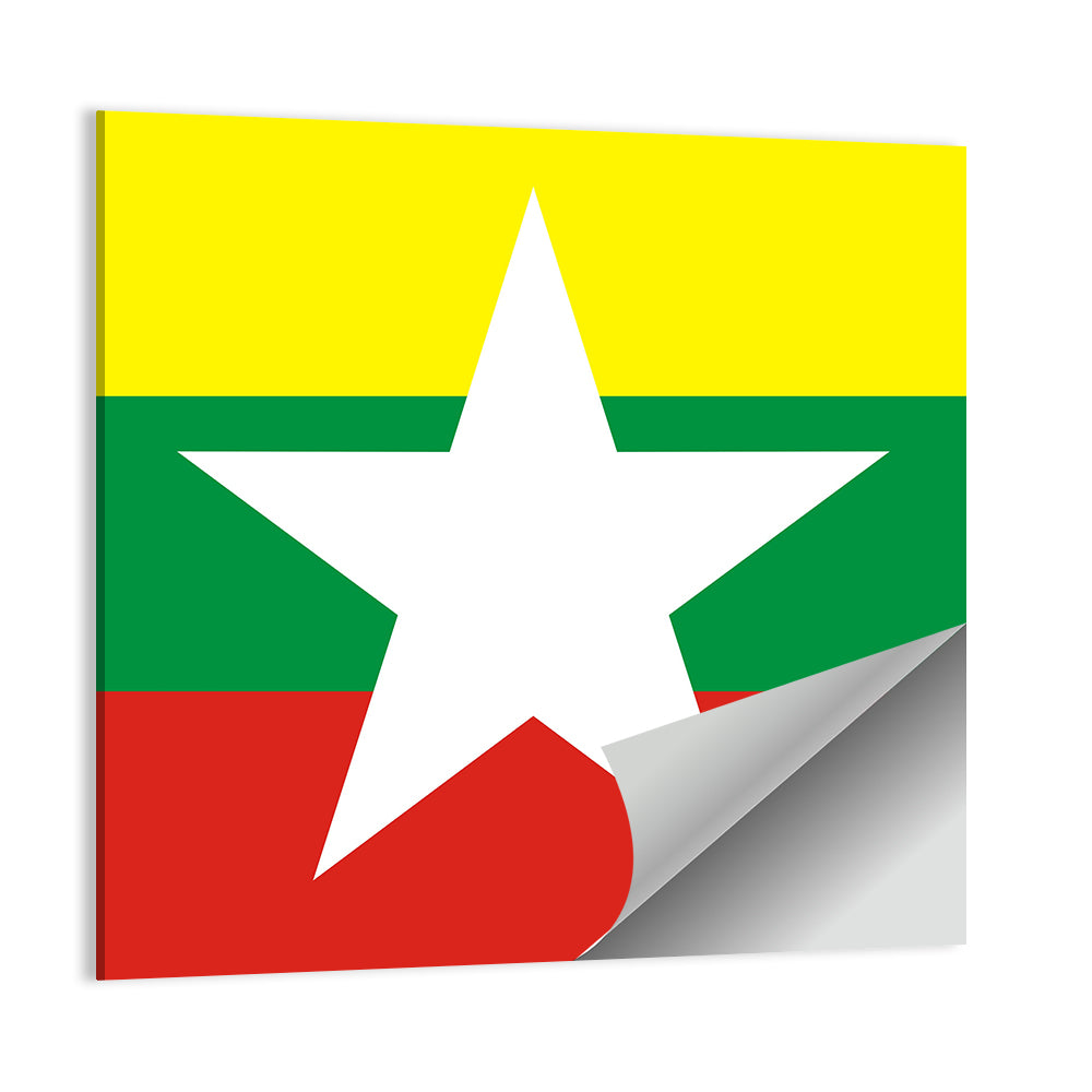 Myanmar Flag with Central Star Wall Art