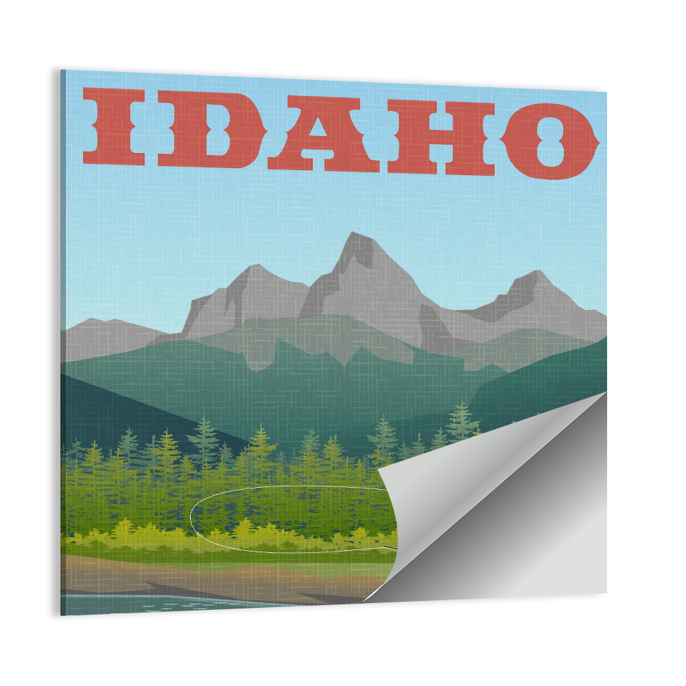 Vintage Idaho Travel Design Wall Art