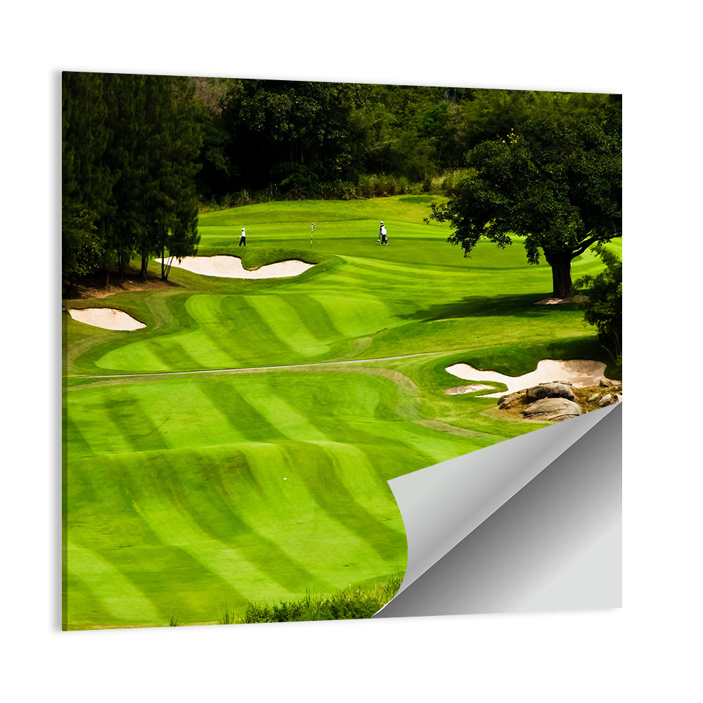 Sloping Golf Fairway with Bunkers Wall Art