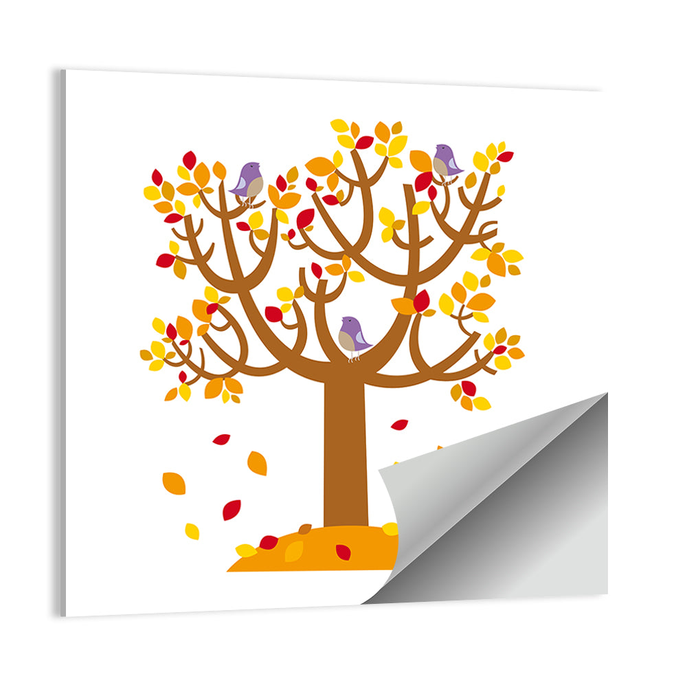Autumn Tree with Perching Birds Wall Art