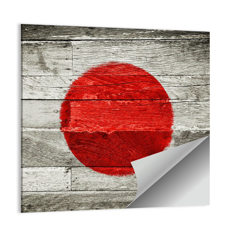 Japanese Flag on Distressed Wood Wall Art