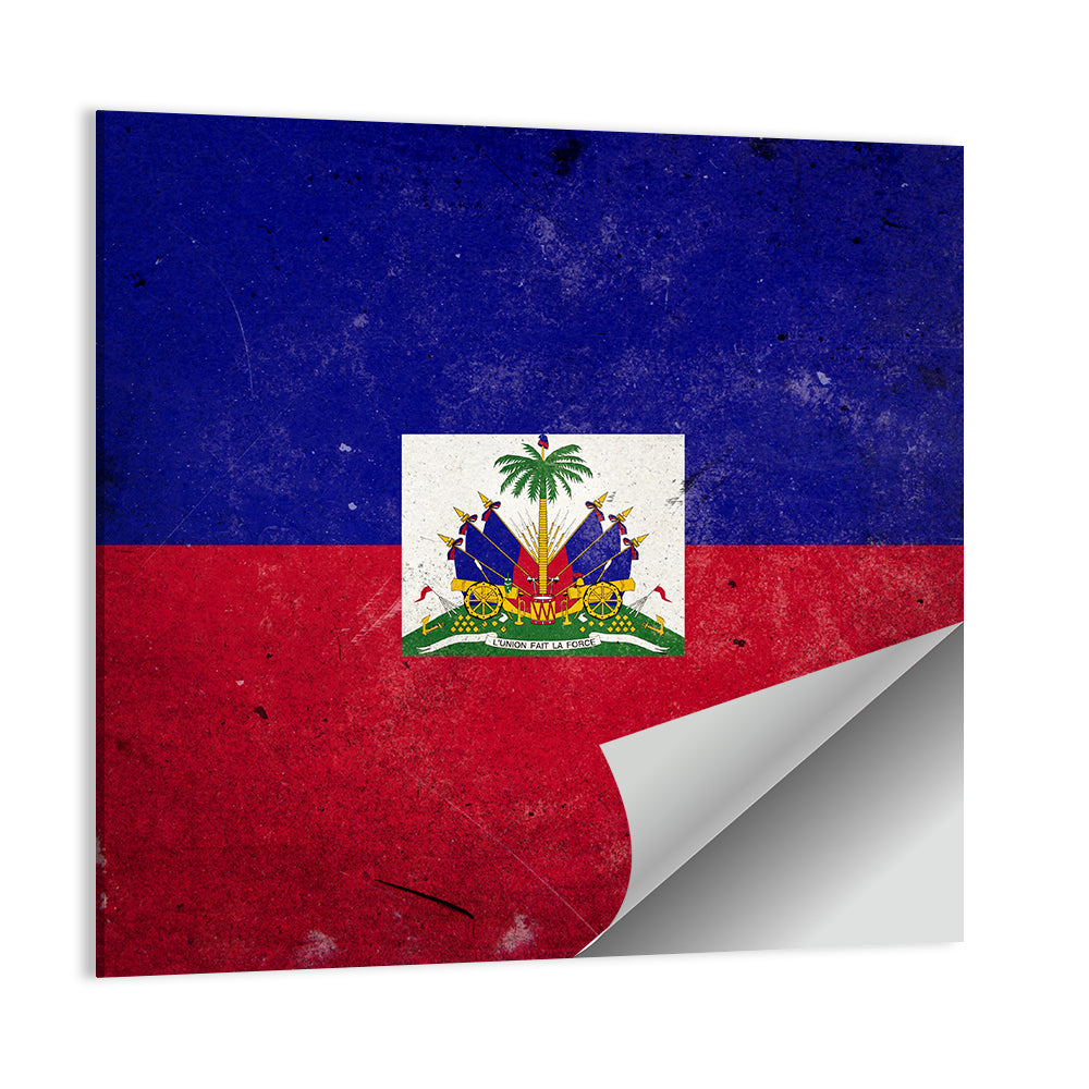 Haitian Flag with Distressed Emblem Wall Art